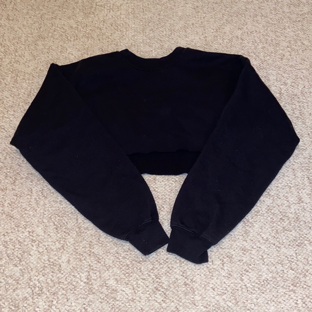 PLT Black Long Sleeve Cropped Sweatshirt